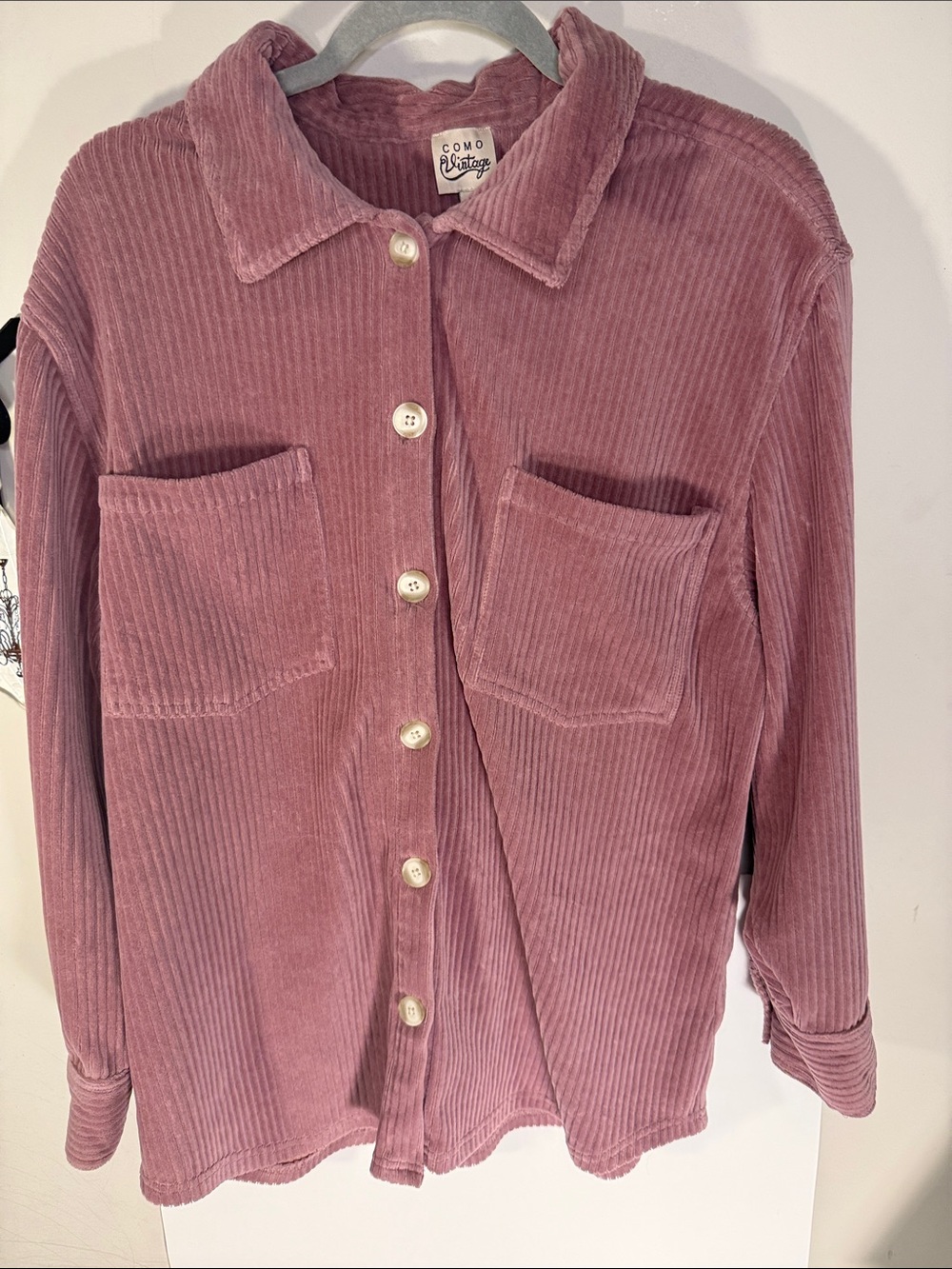 Dusty rose corduroy button down szL